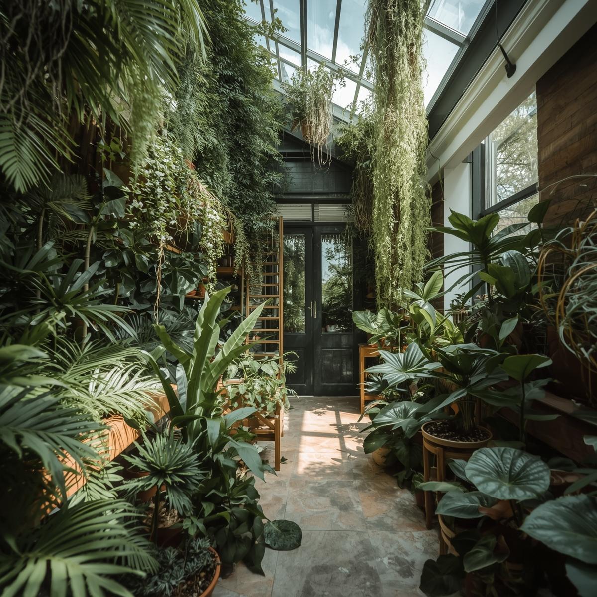 Grönt inomhuslandskap i modernt kontor